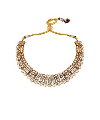 Gold plated kundan polki choker necklace set 3