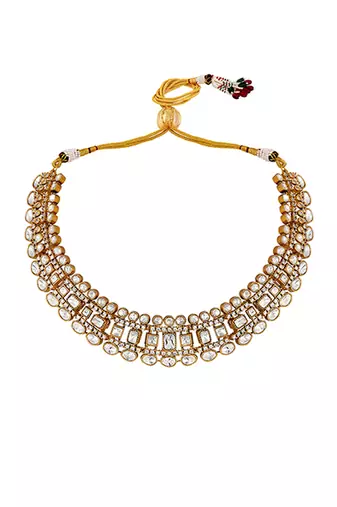 Gold plated kundan polki choker necklace set