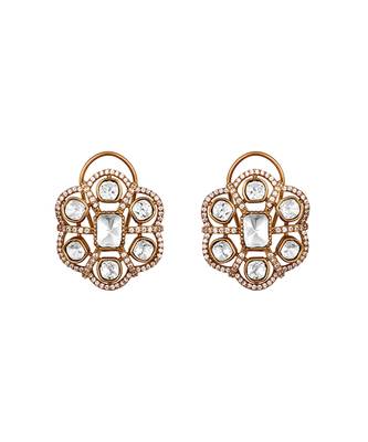 Gold plated kundan polki choker necklace set 4