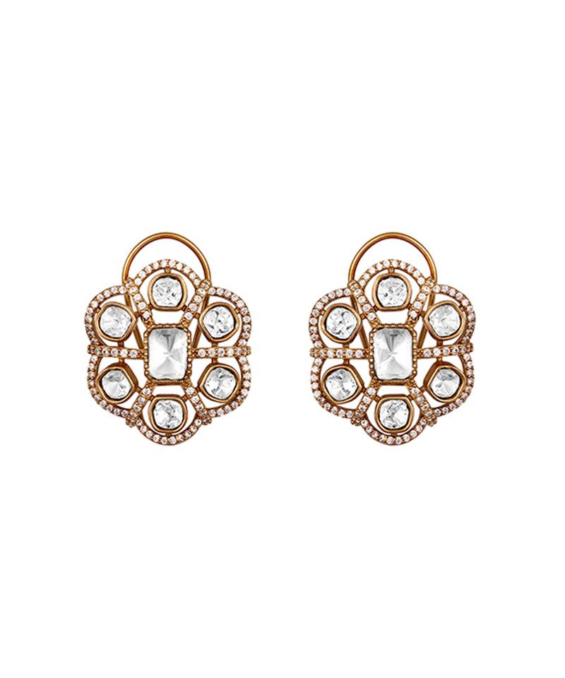 Gold plated kundan polki choker necklace set