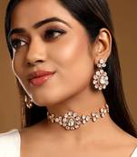 White stones kundan polki choker necklace set