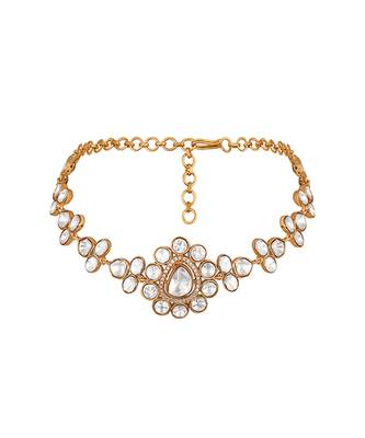 White stones kundan polki choker necklace set 4