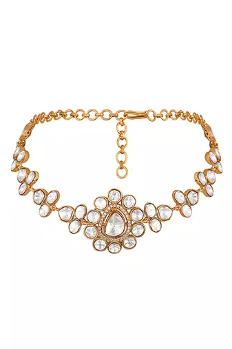 White stones kundan polki choker necklace set