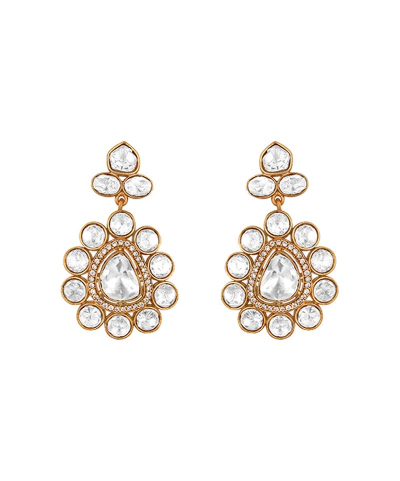White stones kundan polki choker necklace set