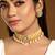 Yellow kundan beaded choker necklace set