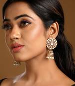 Gold plated kundan floral stud jhumkas