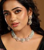 Mint green blush pink meenakari necklace set