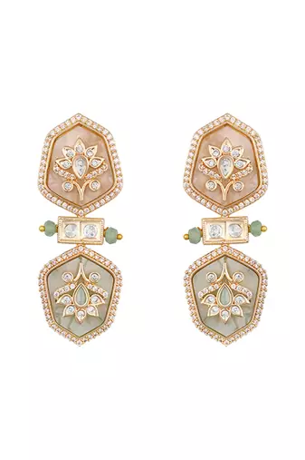 Mint green blush pink meenakari necklace set