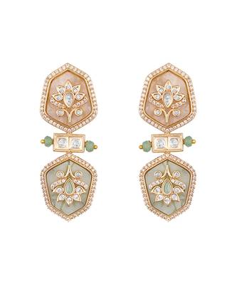 Mint green blush pink meenakari dangler earrings 1