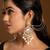 Gold plated kundan chandbali earrings with earchains