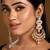 Multicolor stones meenakari chandbali earrings with earchains