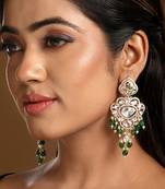 Green stones meenakari dangler earrings