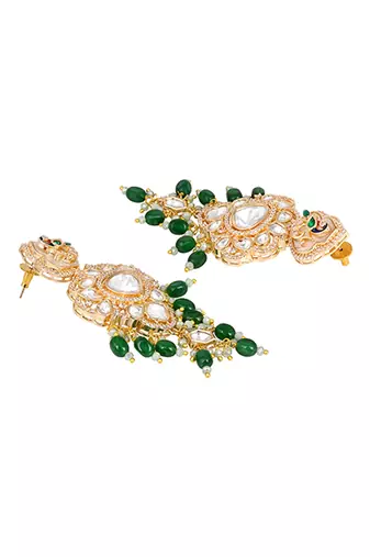 Green stones meenakari dangler earrings