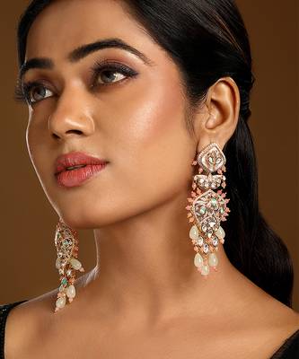 Multicolor stones kundan dangler earrings 1