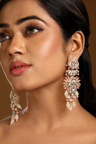 Multicolor stones kundan dangler earrings