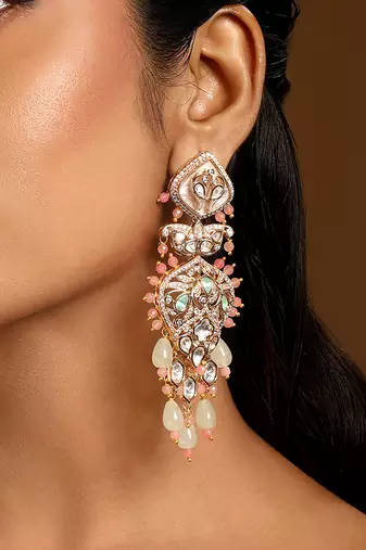 Multicolor stones kundan dangler earrings