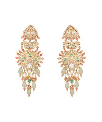 Multicolor stones kundan dangler earrings 3
