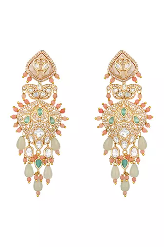 Multicolor stones kundan dangler earrings