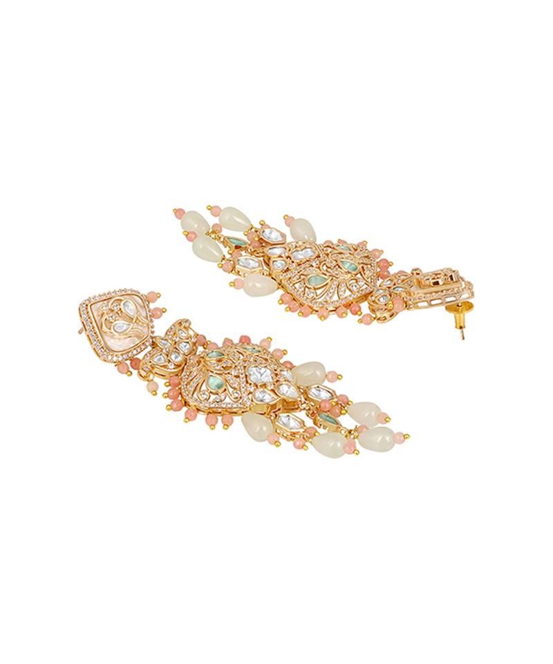 Multicolor stones kundan dangler earrings