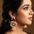 Green stones kundan jhumkas with earchains
