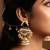 Green stones kundan jhumkas with earchains