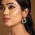 Emerald green stones kundan polki earrings