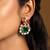 Emerald green stones kundan polki earrings