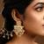 Gold plated kundan polki earrings with earchains
