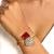Red stone kundan polki statement cuff bracelet