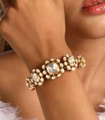 Gold plated kundan polki bracelet