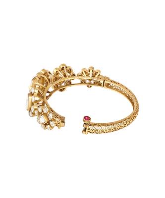 Gold plated kundan polki bracelet 2