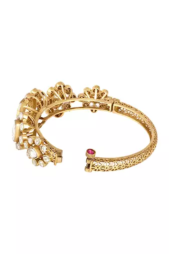 Gold plated kundan polki bracelet