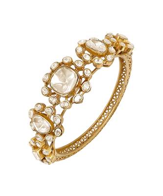 Gold plated kundan polki bracelet 3