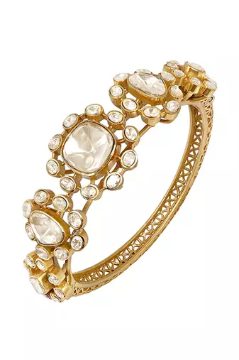 Gold plated kundan polki bracelet