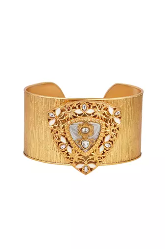Gold plated meenakari cuff bracelet