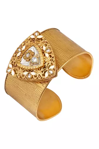 Gold plated meenakari cuff bracelet
