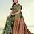 Green Banarasi Cotton Silk Saree with Red Woven Pallu and Traditional Zari Design