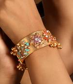 Gold plated multicolor kundan enamel kada