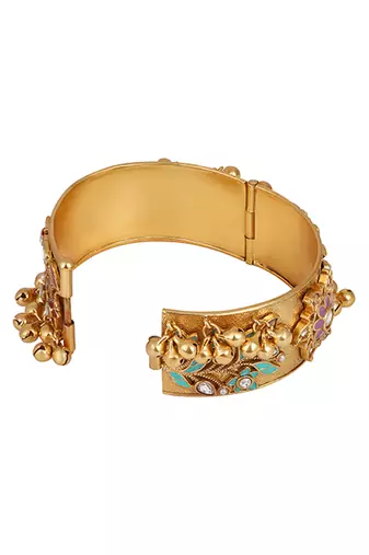Gold plated multicolor kundan enamel kada