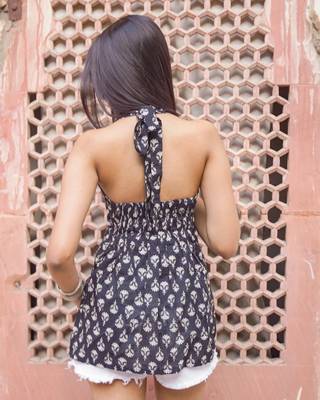 The Charcoal Boota Halter Kurti 2