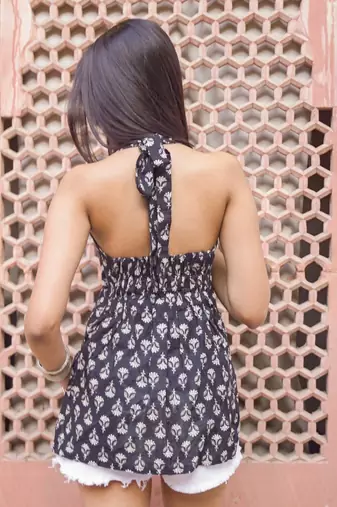 The Charcoal Boota Halter Kurti