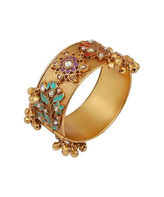 Gold plated multicolor kundan enamel kada 3