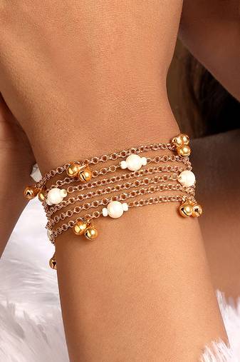Gold plated multi layered beaded bacelet