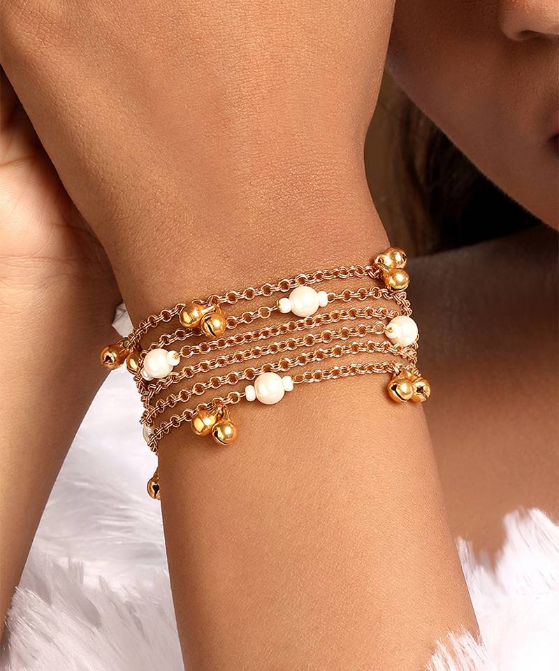 Gold plated multi layered beaded bacelet