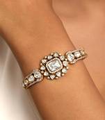 Gold plated kundan polki bracelet