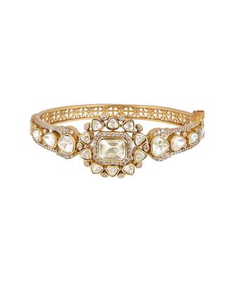 Gold plated kundan polki bracelet 2
