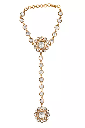 Gold plated kundan polki haathphool