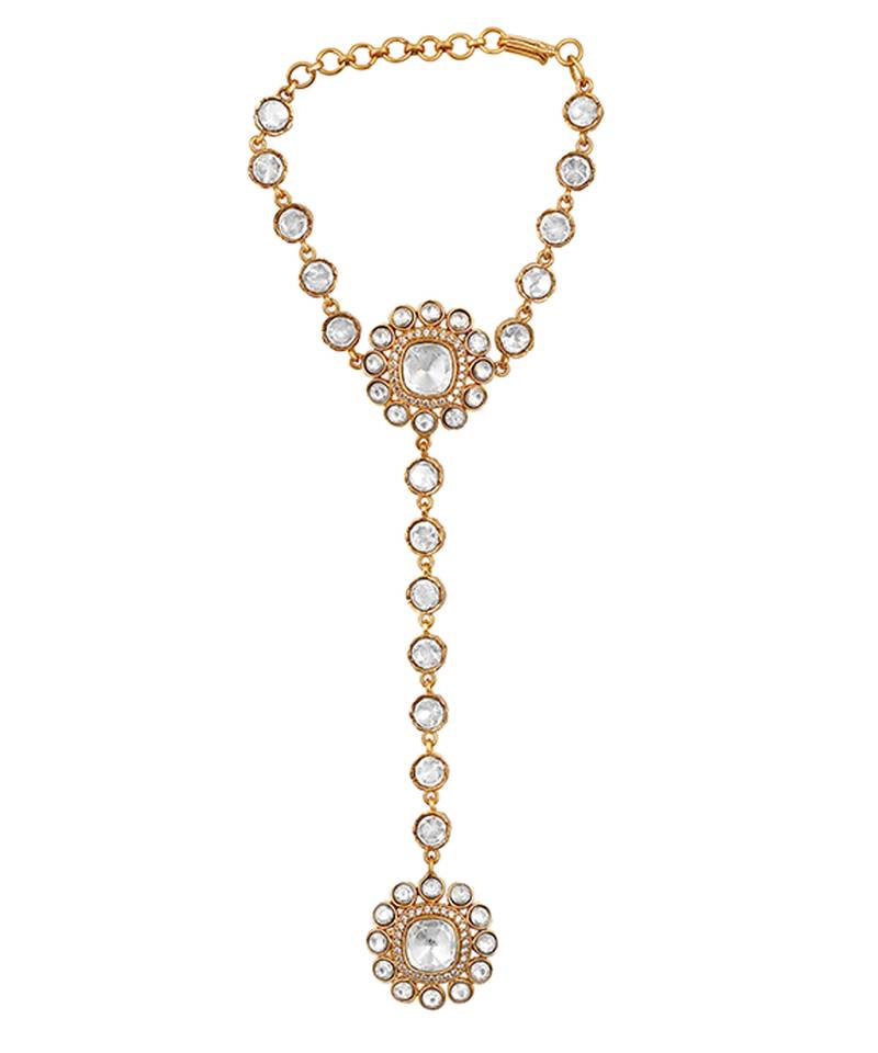 Gold plated kundan polki haathphool