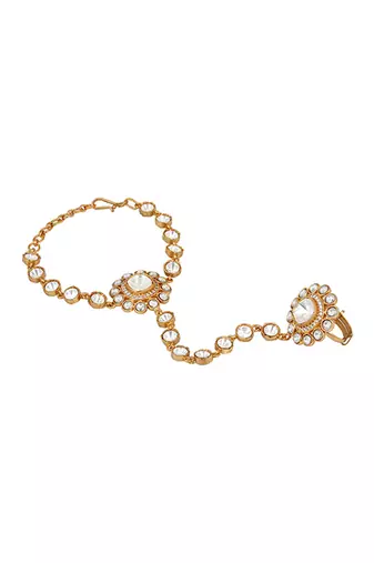 Gold plated kundan polki haathphool
