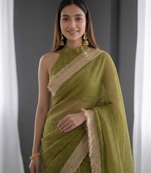 Jimichoo jacquard embellished sequinned wedding wear saree